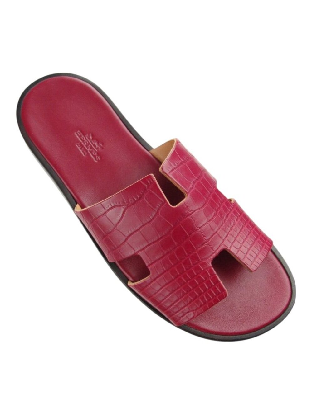 New HERMES Crocodile Izmir Sandals Iconic H Cutout Shoes EU 40 Flip Flops Italy